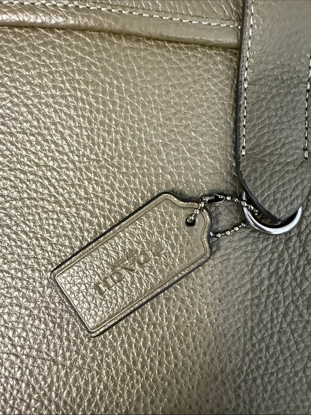 Coach Olive Pebbled Leather Laptop Briefcase